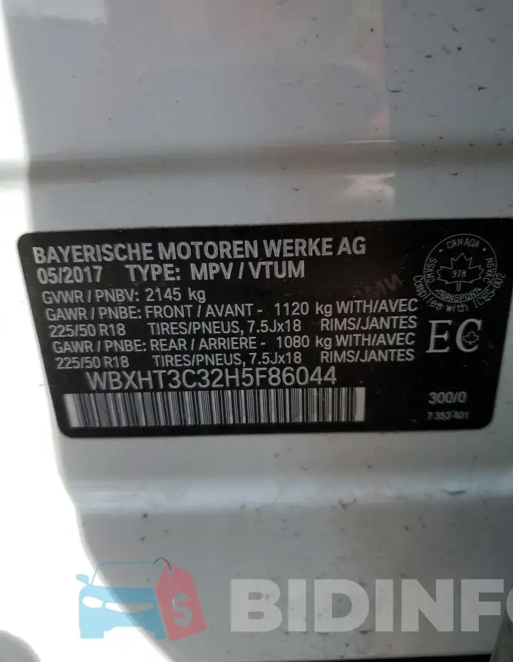 WBXHT3C32H5F86044 Photo# 13