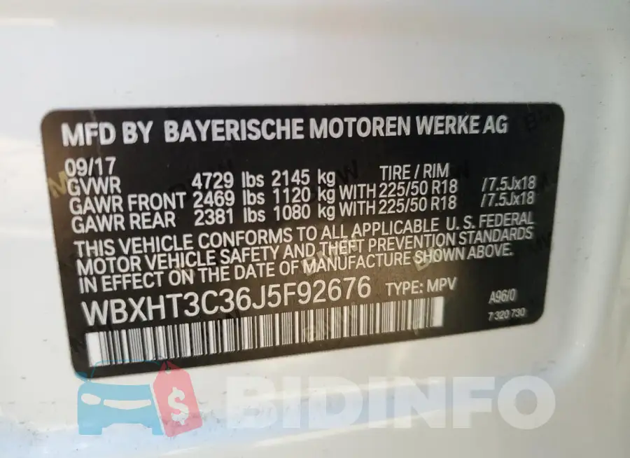 WBXHT3C36J5F92676 Photo# 13