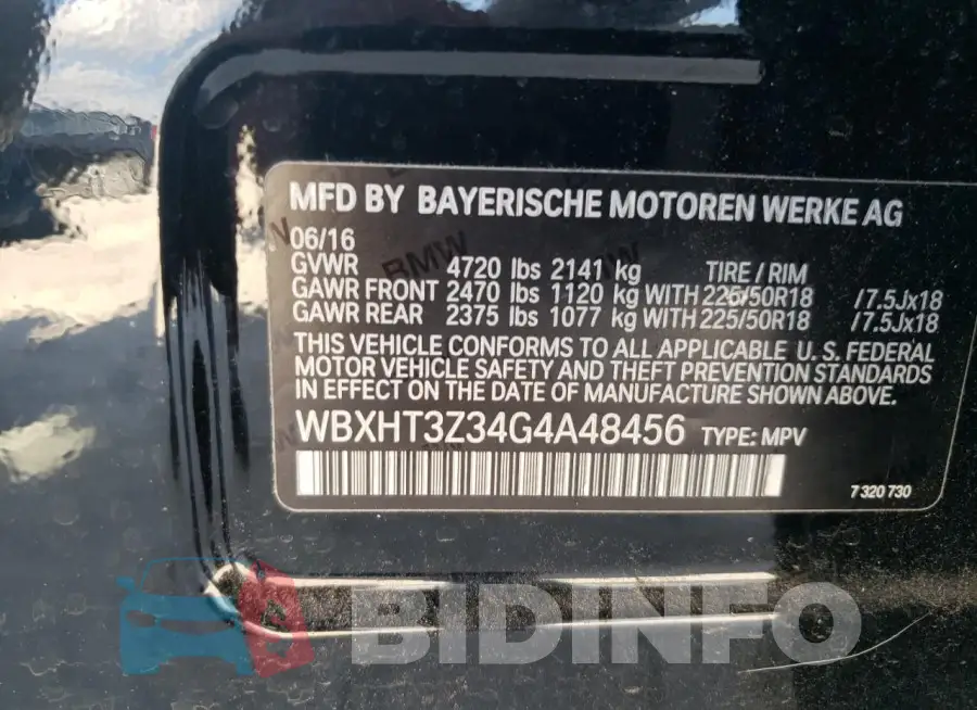 WBXHT3Z34G4A48456 Photo# 13