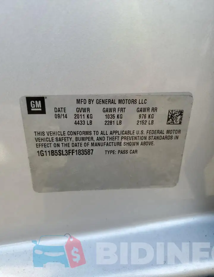 1G11B5SL3FF183587 Photo# 12