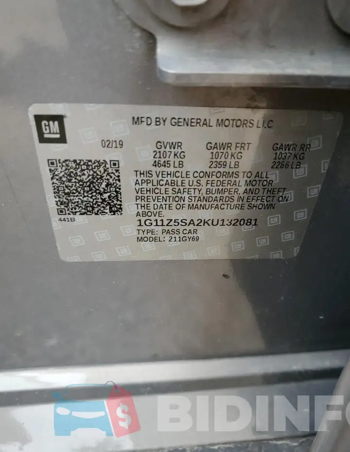 1G11Z5SA2KU132081 Photo# 13