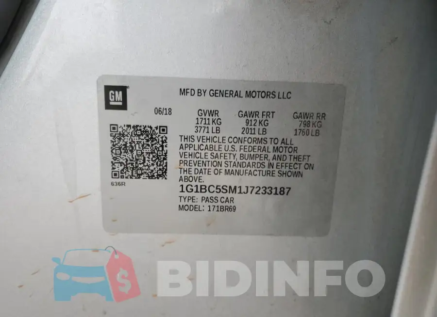 1G1BC5SM1J7233187 Photo# 12
