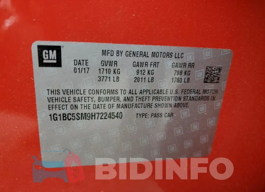 1G1BC5SM9H7224540 Photo# 13