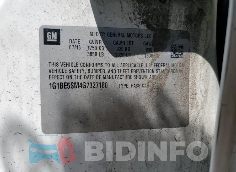 1G1BE5SM4G7327180 Photo# 12