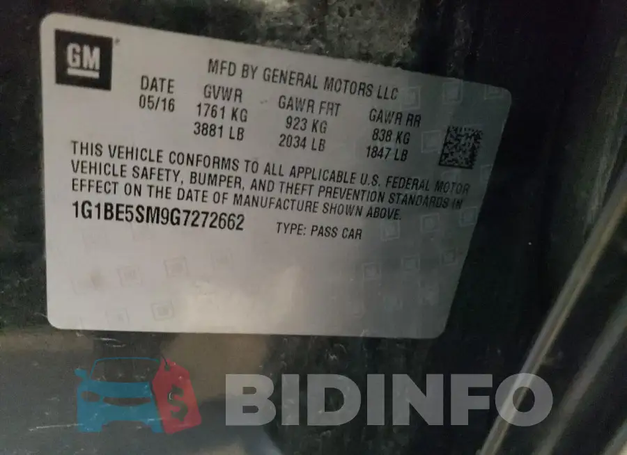 1G1BE5SM9G7272662 Photo# 12