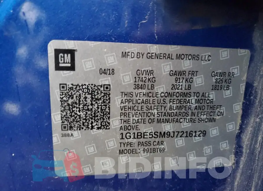 1G1BE5SM9J7216129 Photo# 13