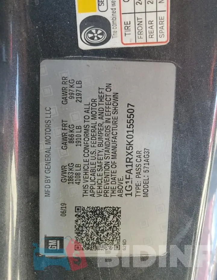 1G1FA1RX5K0155507 Photo# 12