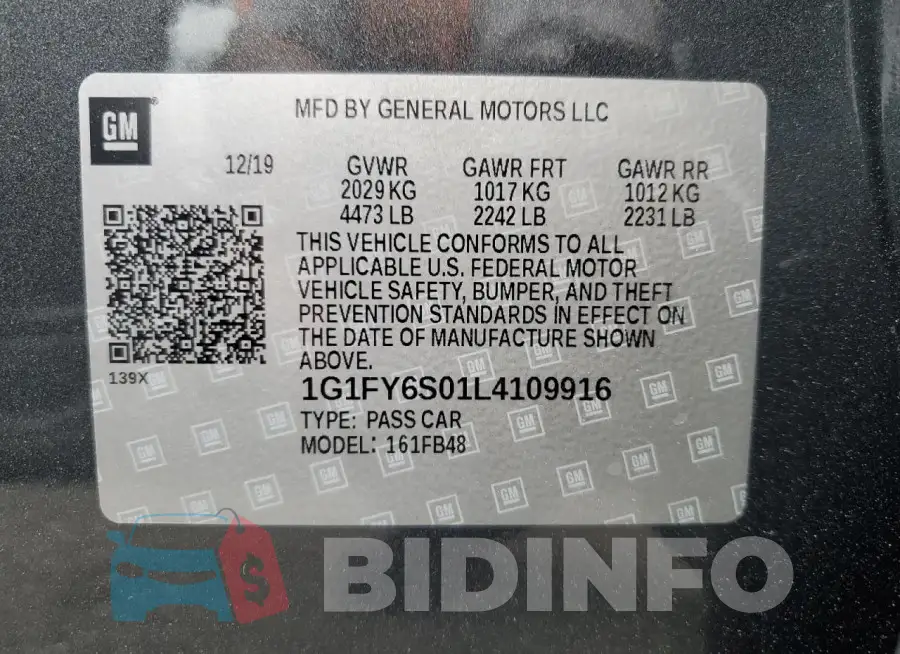 1G1FY6S01L4109916 Photo# 13