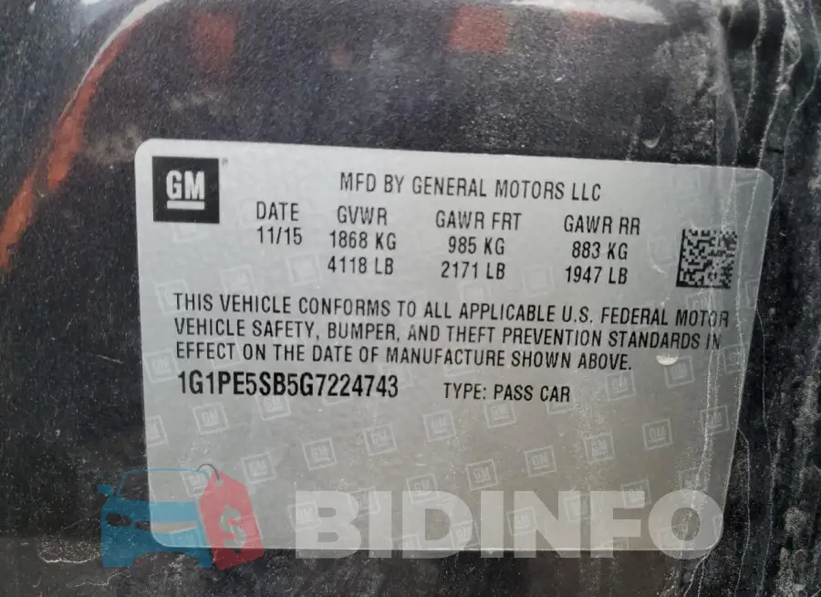 1G1PE5SB5G7224743 Photo# 12