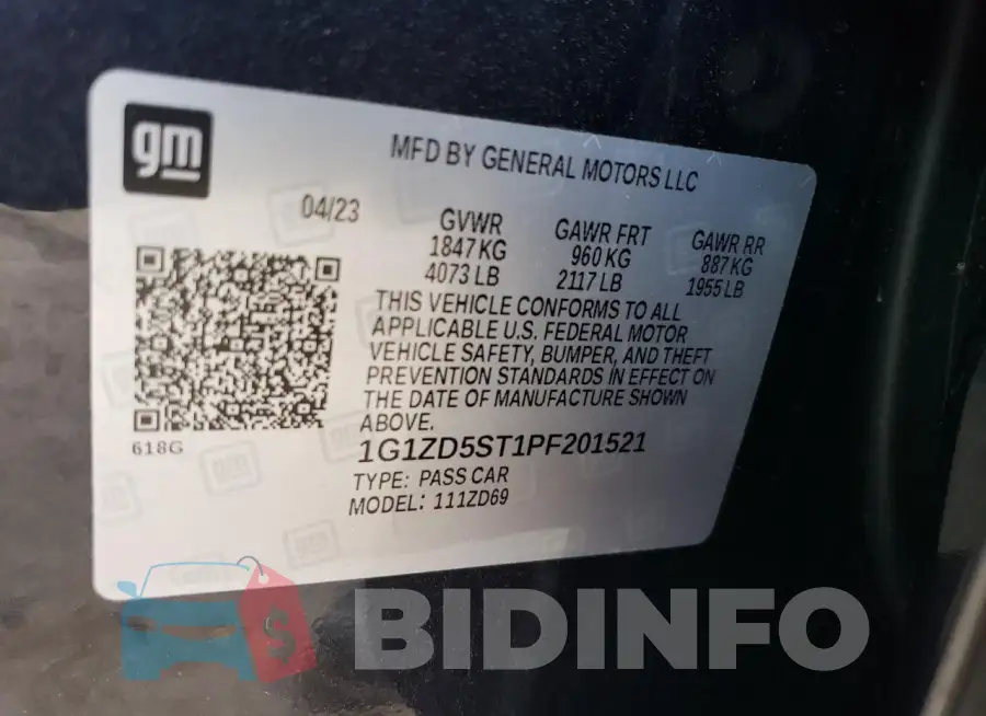 1G1ZD5ST1PF201521 Photo# 12