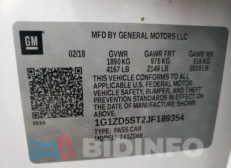 1G1ZD5ST2JF189354 Photo# 12