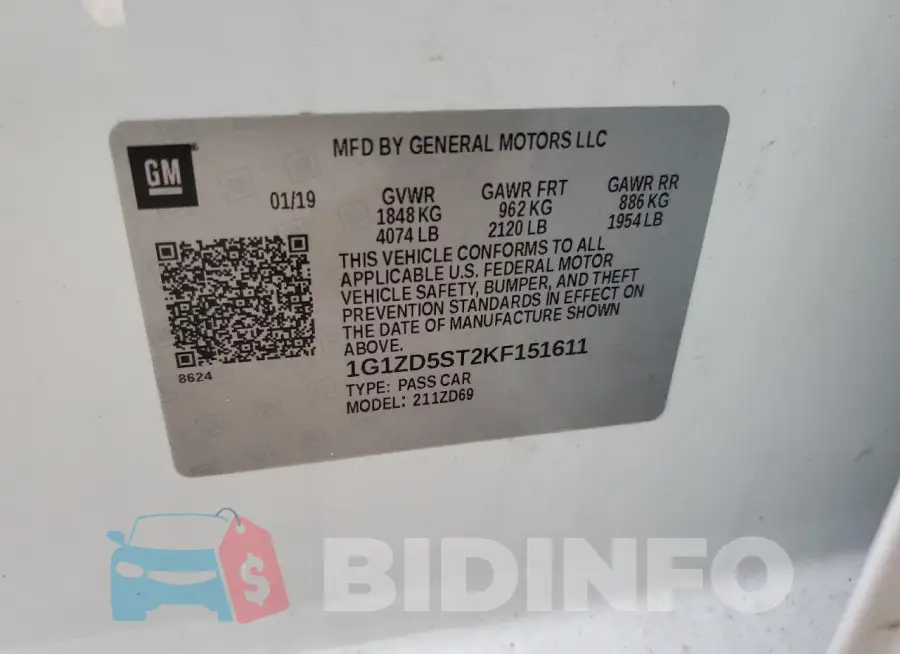 1G1ZD5ST2KF151611 Photo# 12
