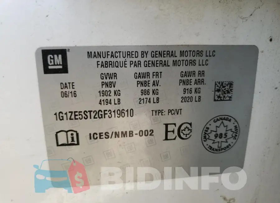 1G1ZE5ST2GF319610 Photo# 12