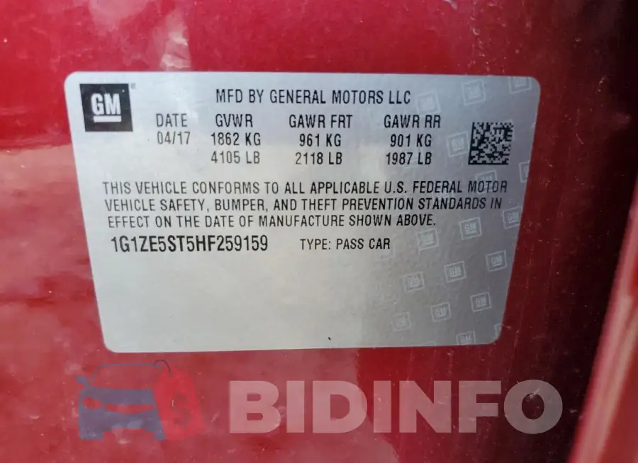 1G1ZE5ST5HF259159 Photo# 12