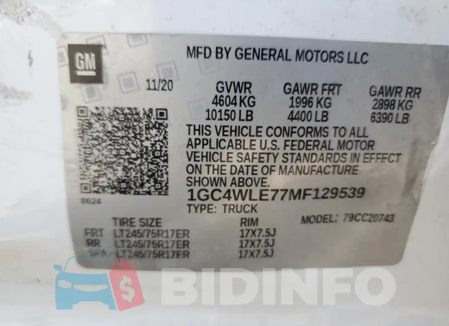1GC4WLE77MF129539 Photo# 12