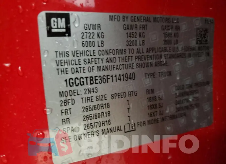 1GCGTBE36F1141940 Photo# 13