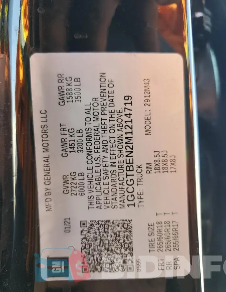 1GCGTBEN2M1214719 Photo# 13