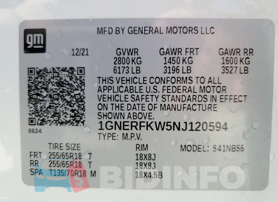 1GNERFKW5NJ120594 Photo# 14