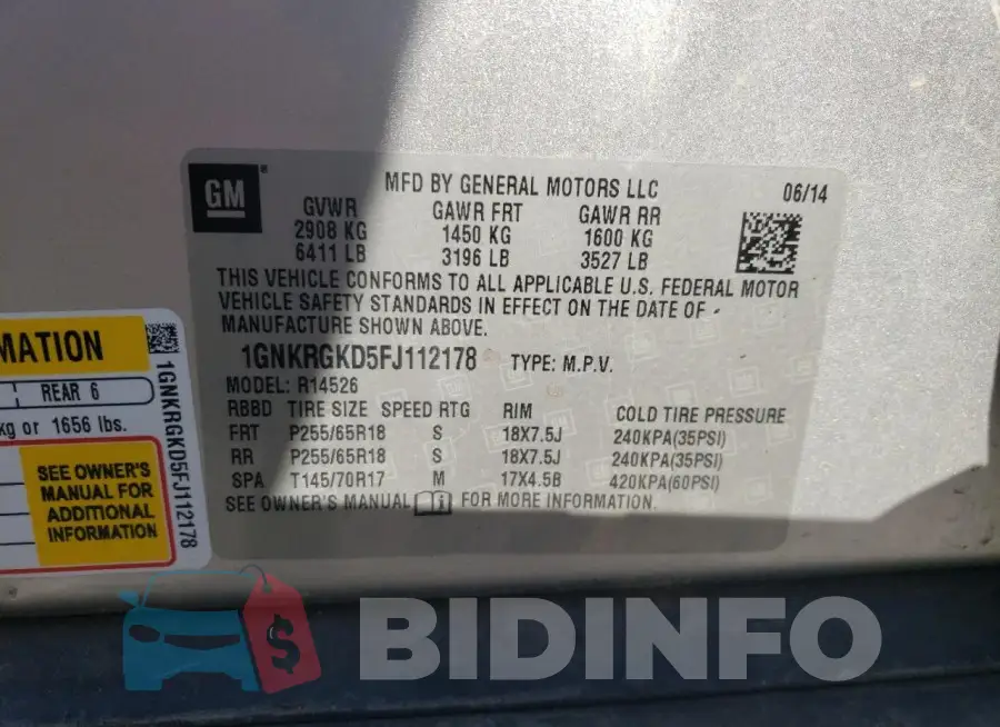 1GNKRGKD5FJ112178 Photo# 13