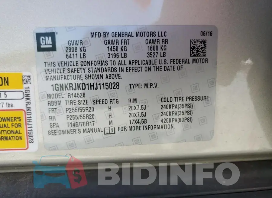 1GNKRJKD1HJ115028 Photo# 13