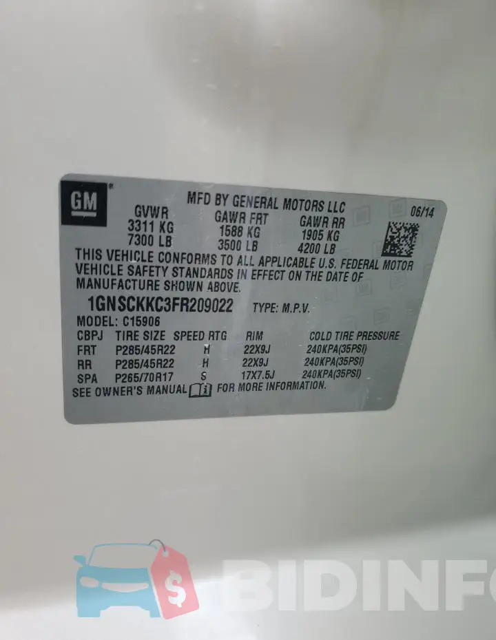 1GNSCKKC3FR209022 Photo# 14