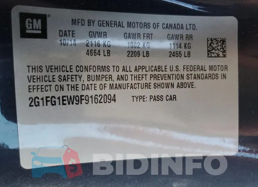 2G1FG1EW9F9162094 Photo# 12