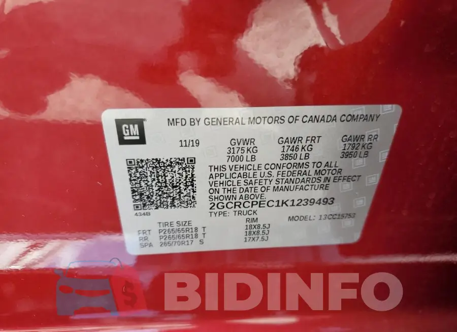 2GCRCPEC1K1239493 Photo# 12