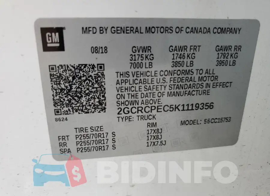 2GCRCPEC5K1119356 Photo# 13