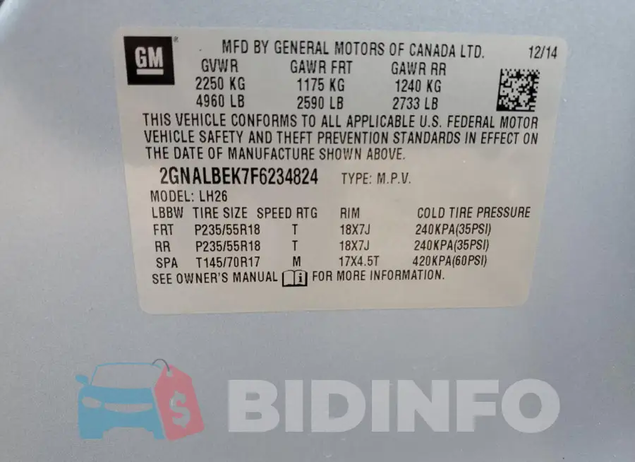 2GNALBEK7F6234824 Photo# 14