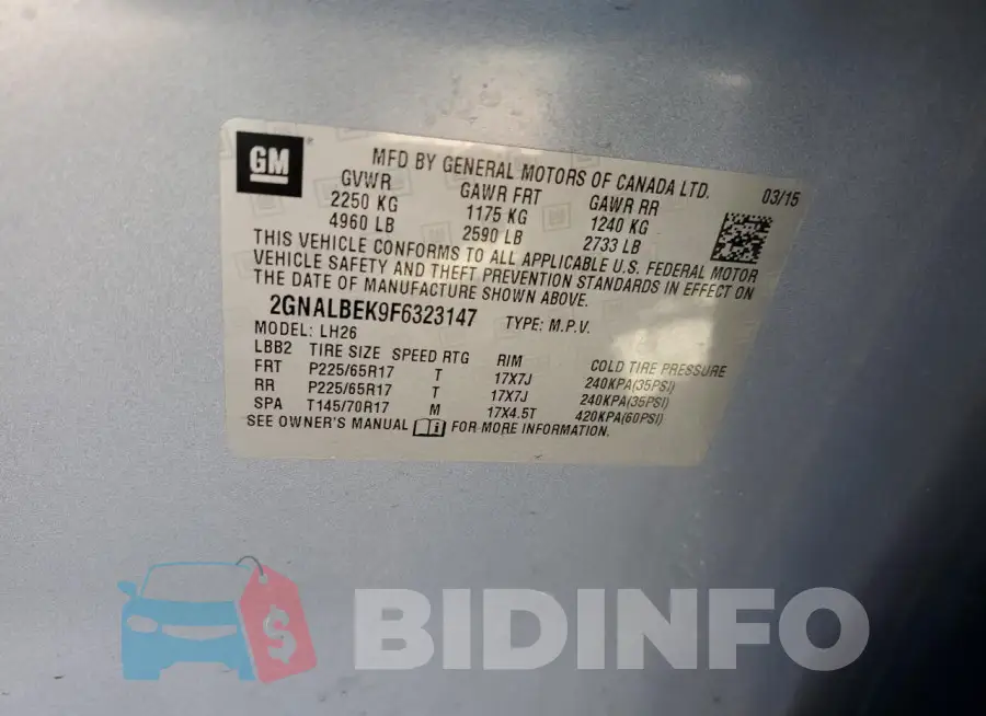 2GNALBEK9F6323147 Photo# 13