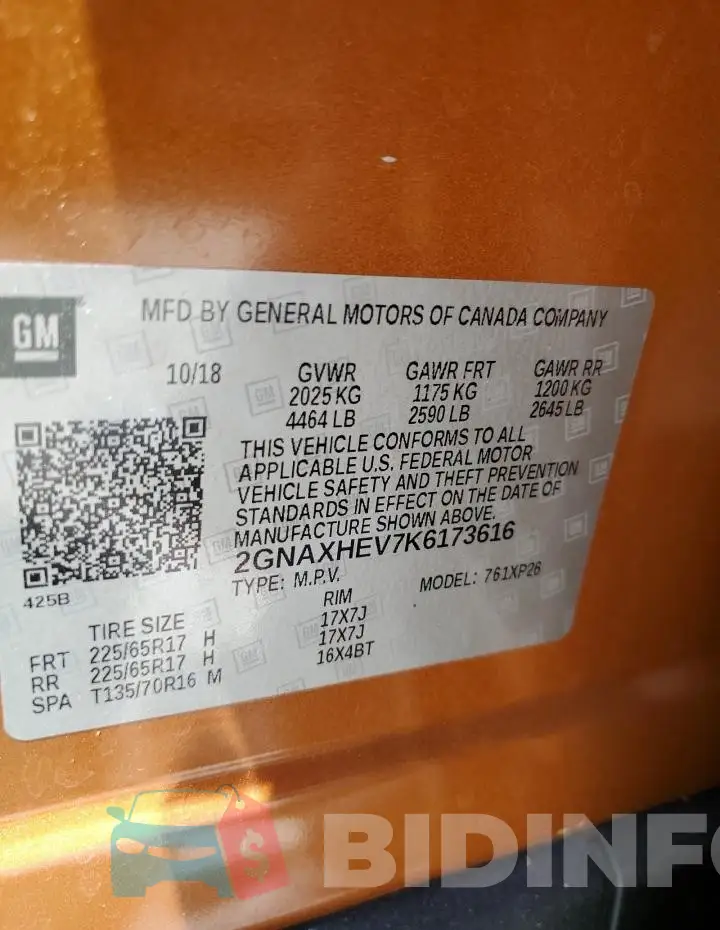 2GNAXHEV7K6173616 Photo# 14