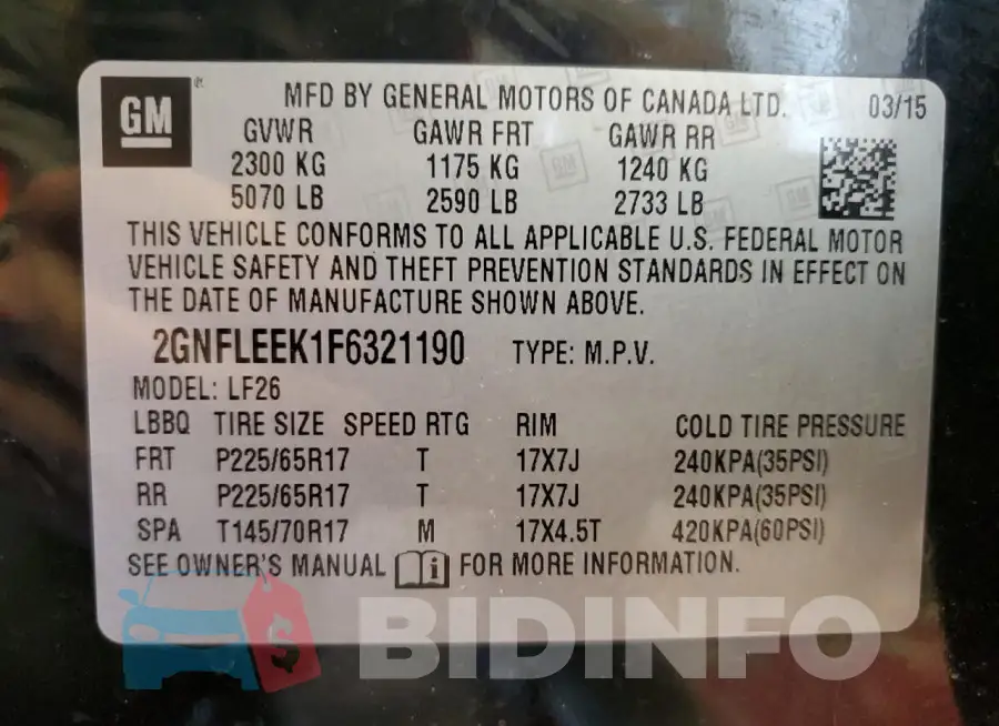 2GNFLEEK1F6321190 Photo# 13