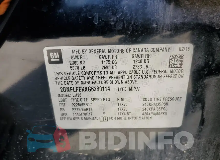 2GNFLFEKXG6280114 Photo# 13