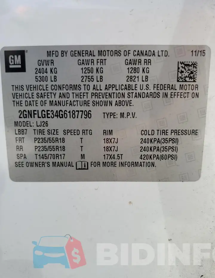 2GNFLGE34G6187796 Photo# 13