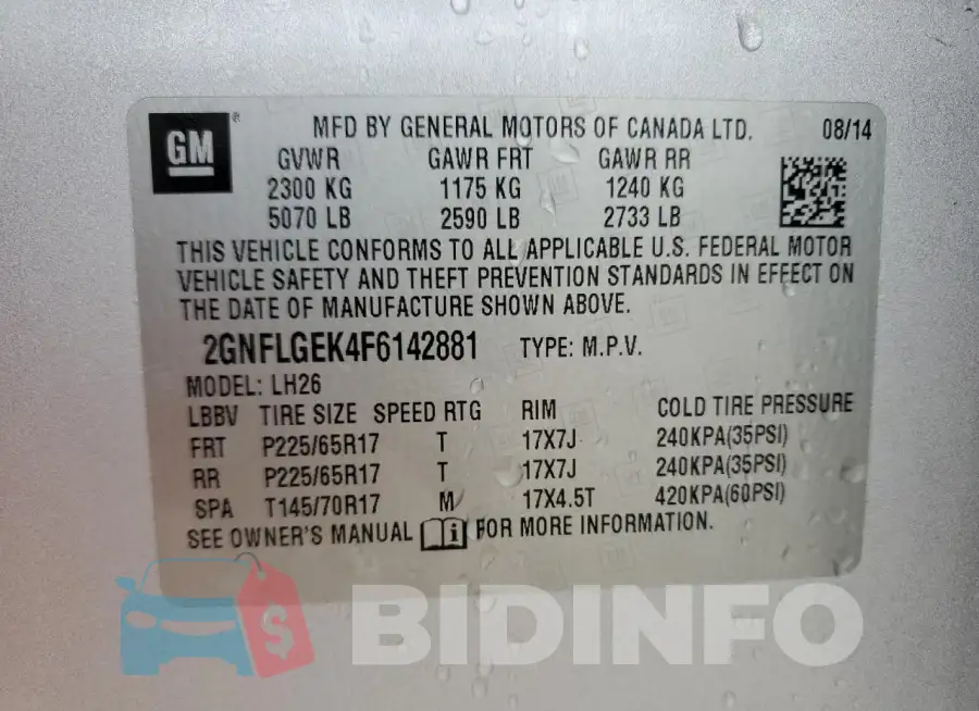 2GNFLGEK4F6142881 Photo# 13