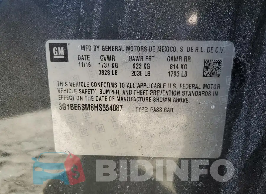 3G1BE6SM8HS554087 Photo# 12