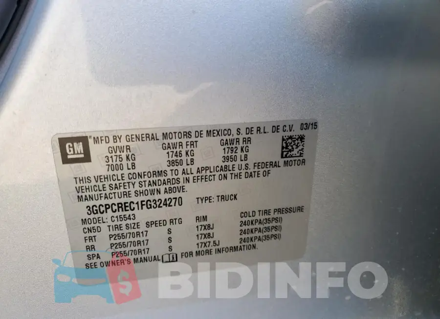 3GCPCREC1FG324270 Photo# 12