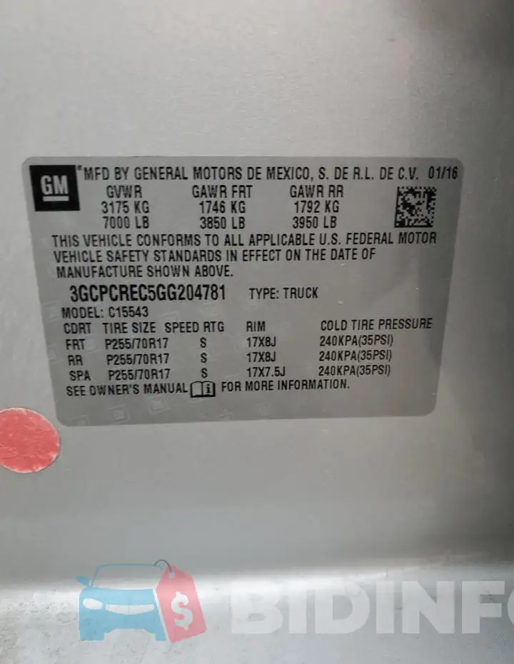 3GCPCREC5GG204781 Photo# 12