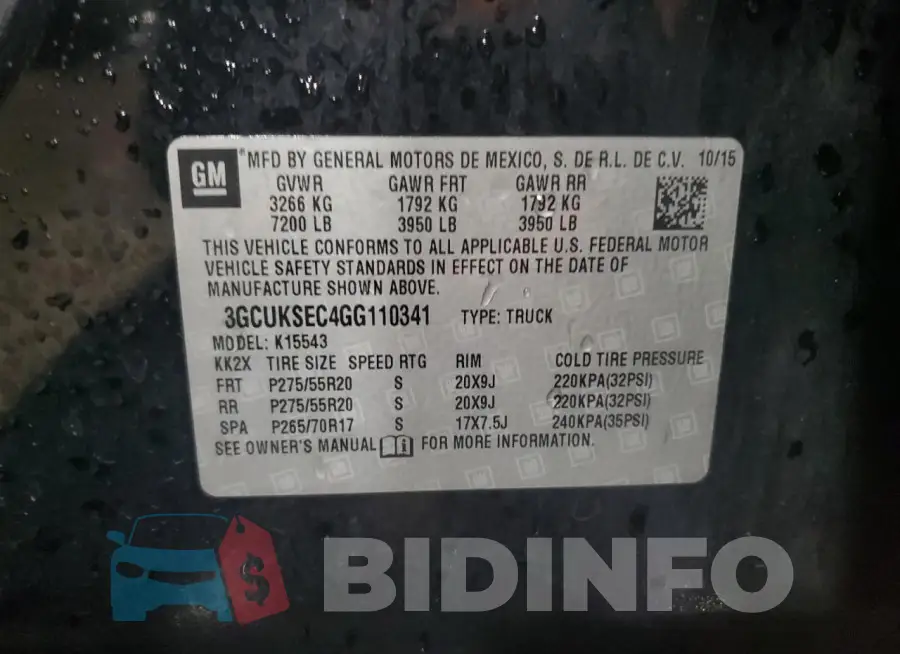 3GCUKSEC4GG110341 Photo# 13
