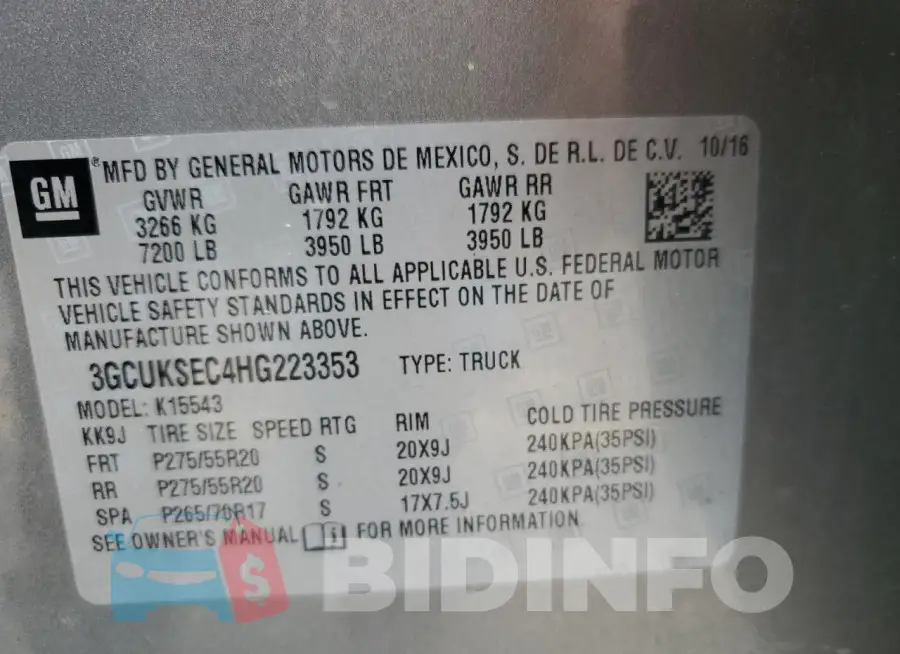3GCUKSEC4HG223353 Photo# 12