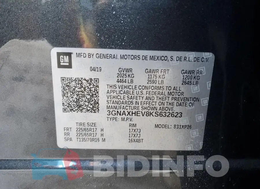 3GNAXHEV8KS632623 Photo# 13
