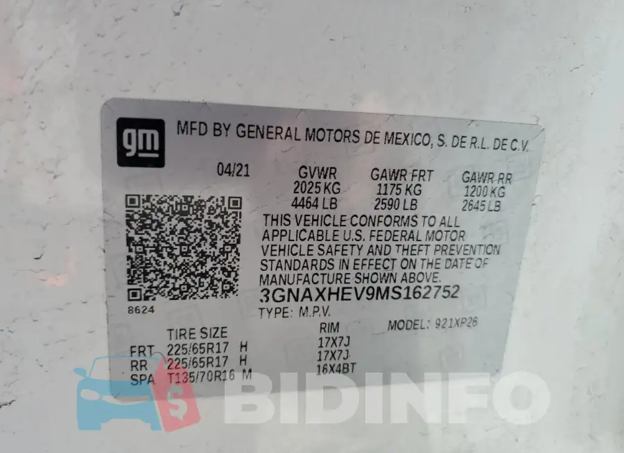 3GNAXHEV9MS162752 Photo# 14