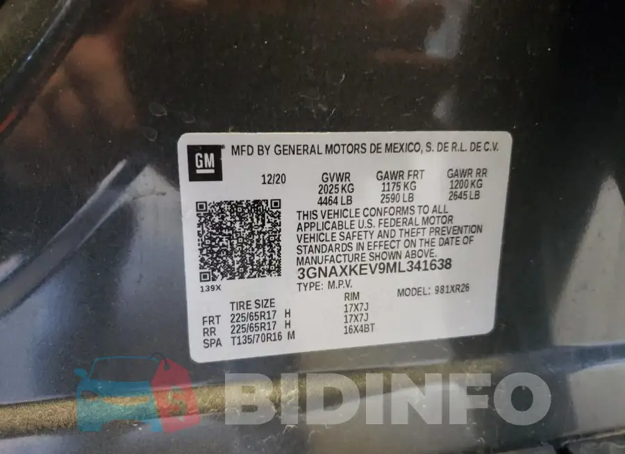 3GNAXKEV9ML341638 Photo# 14
