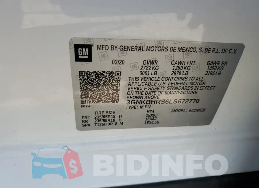 3GNKBHRS6LS672770 Photo# 12