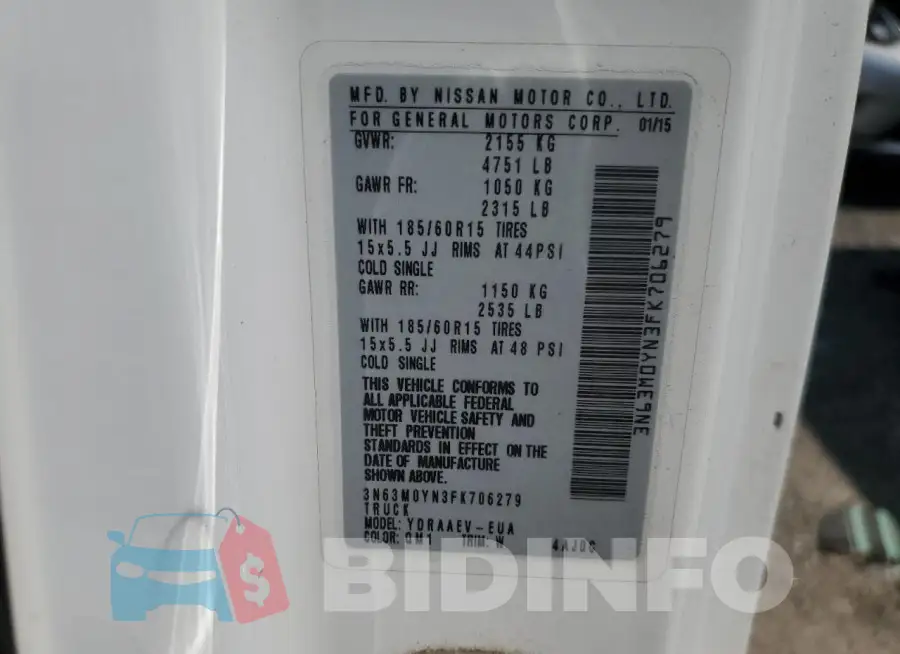 3N63M0YN3FK706279 Photo# 13