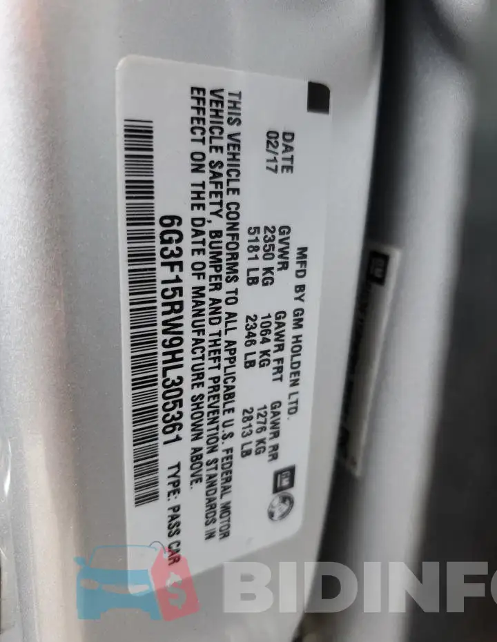 6G3F15RW9HL305361 Photo# 12