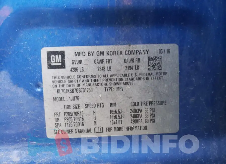 KL7CJKSB7GB701750 Photo# 13