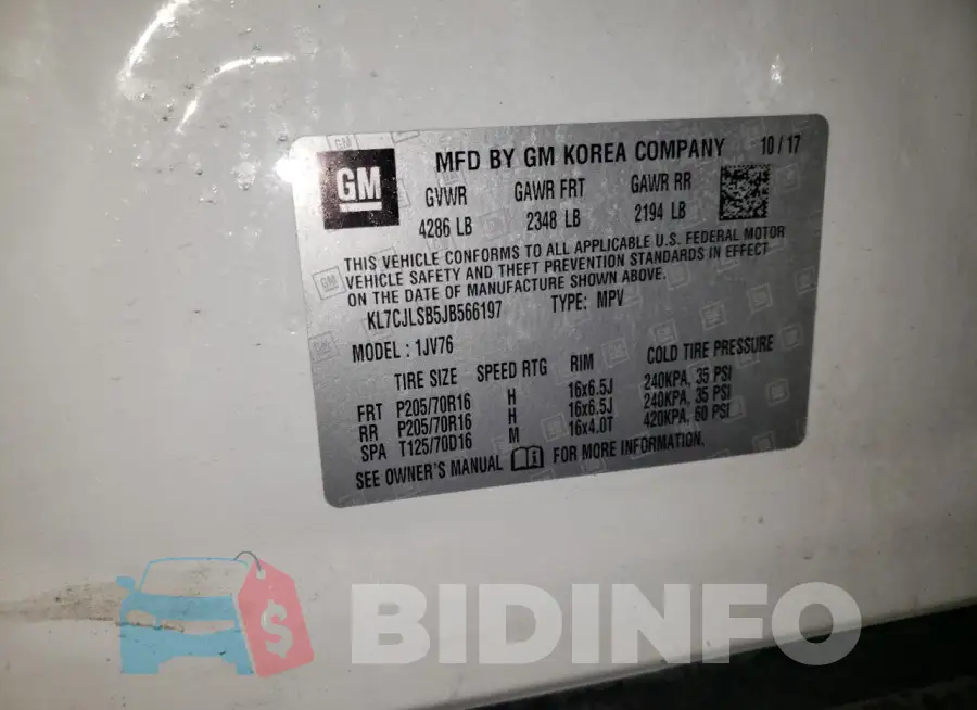 KL7CJLSB5JB566197 Photo# 12