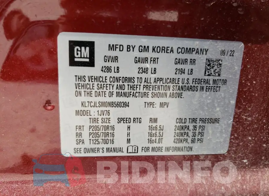 KL7CJLSM0NB560394 Photo# 13