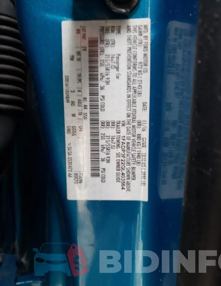 1FADP3F22GL403564 Photo# 12
